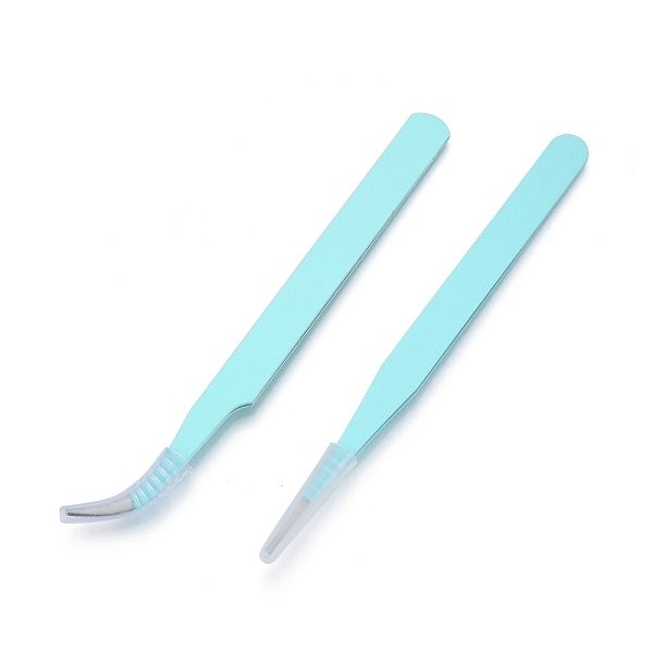 

PandaHall 401 Stainless Steel Tweezers Set, with Flat & Bent Tip Tweezers, Cyan, 10.7~11.05x0.8~0.9x0.25~0.3cm, 2pcs/set Stainless Steel...