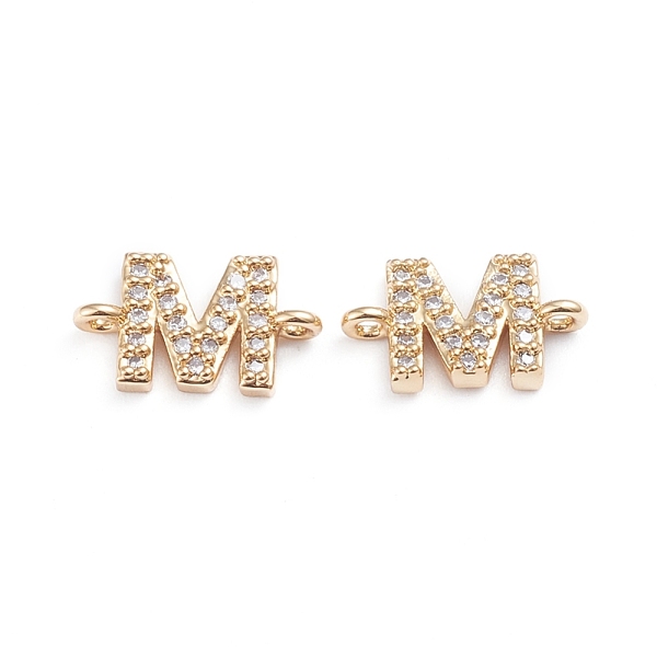 

PandaHall Brass Micro Pave Cubic Zirconia Links Connectors, Long-Lasting Plated, Letter, Clear, Real 18K Gold Plated, Letter.M, 7x13x2.8mm...