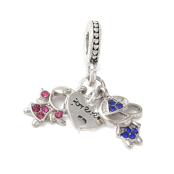 

PandaHall Rack Plating Alloy Rhinestone European Dangle Charms, Large Hole Forever Heart & Boy & Girl Pendants, Cadmium Free & Nickel Free &..., Cyan
