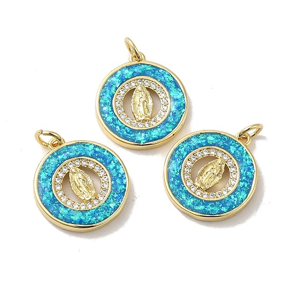 

PandaHall Rack Plating Brass Micro Pave Cubic Zirconia with Synthetic Opal Pendants, with Jump Ring, Lead Free & Cadmium Free, Long-Lasting..., Clear