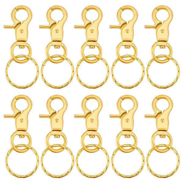 10Pcs Iron Swivel Clasps with Key Rings