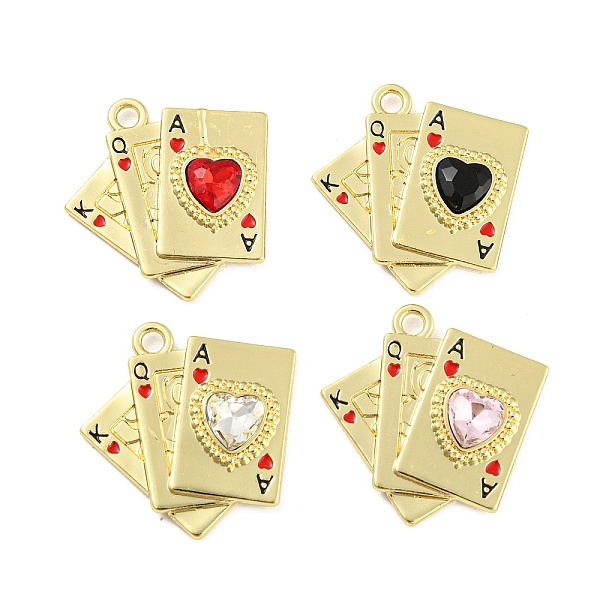 

PandaHall Alloy with Enamel Pendants, Playing Card Charms, with Mixed Color Glass, Golden, 24x25x4mm, Hole: 2mm Alloy+Glass Playing Theme..., Multicolor