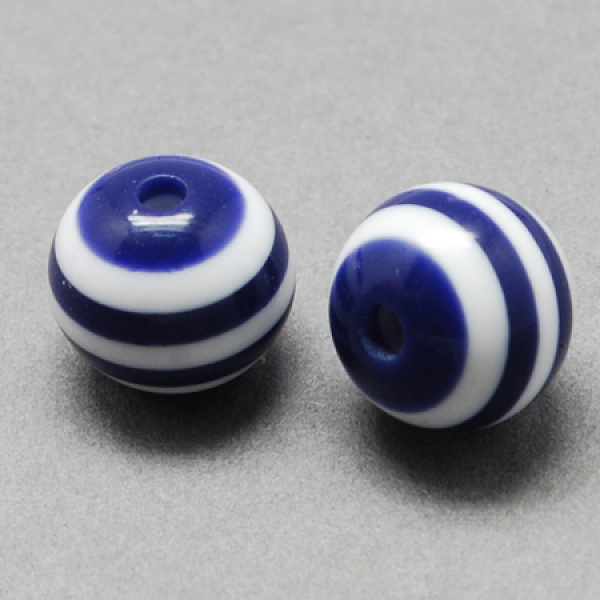 

PandaHall Round Striped Resin Beads, Dark Blue, 20x18mm, Hole: 3mm Resin Round Blue