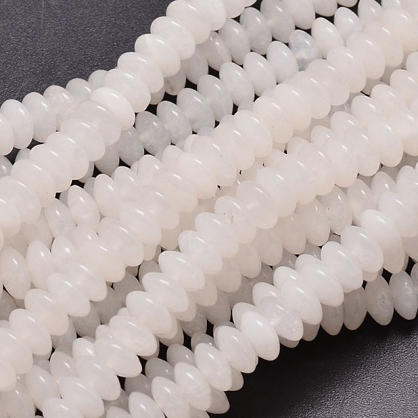 

PandaHall Rondelle Natural White Jade Beads Strands, 8x4mm, Hole: 1mm, about 95pcs/strand, 15.7 inch White Jade Rondelle