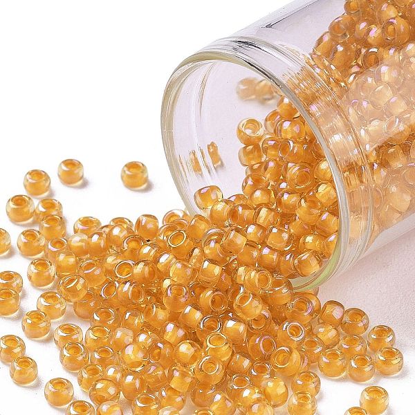 

PandaHall TOHO Round Seed Beads, Japanese Seed Beads, (950) Inside Color Jonquil/Burnt Orange Lined, 8/0, 3mm, Hole: 1mm, about 222pcs/10g...