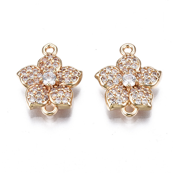 Brass Micro Pave Clear Cubic Zirconia Links Connectors