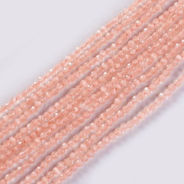 

PandaHall Glass Beads Strands, Faceted, Round, Light Salmon, 2x2mm, Hole: 0.4mm, about 193~197pcs/strand, 14.17 inch~15.51 inch(36~39.4cm)..., Red