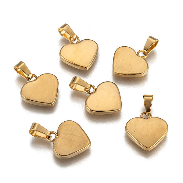 PandaHall Fashionable 304 Stainless Steel Stamping Blank Tag Pendants, Heart, Golden, 17x16x3mm, Hole: 3.5x6mm 304 Stainless Steel Heart