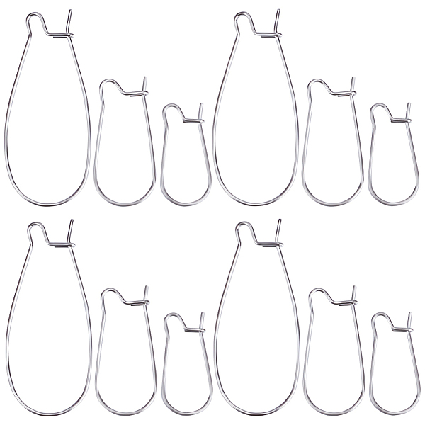 

PandaHall CREATCABIN 150Pcs/Box 3 Sizes Earrings Hook Ear Wire Hoop Earrings Findings Silver Earwire U-Shaped Stainless Steel Connector for...