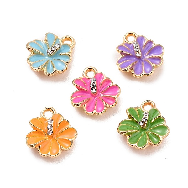 

PandaHall Alloy Enamel Pendants, with Rhinestone, Flower Charm, Golden, Mixed Color, 14x12.5x4mm, Hole: 2mm Alloy Rhinestone+Enamel Flower..., Multicolor