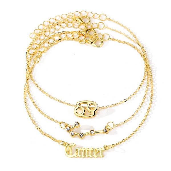 

PandaHall 3Pcs Alloy Rhinestones Anklets, Twelve Constellations Charm Anklets for Women, Cancer, 8 inch(20.4~21.6cm) Alloy Cancer Clear