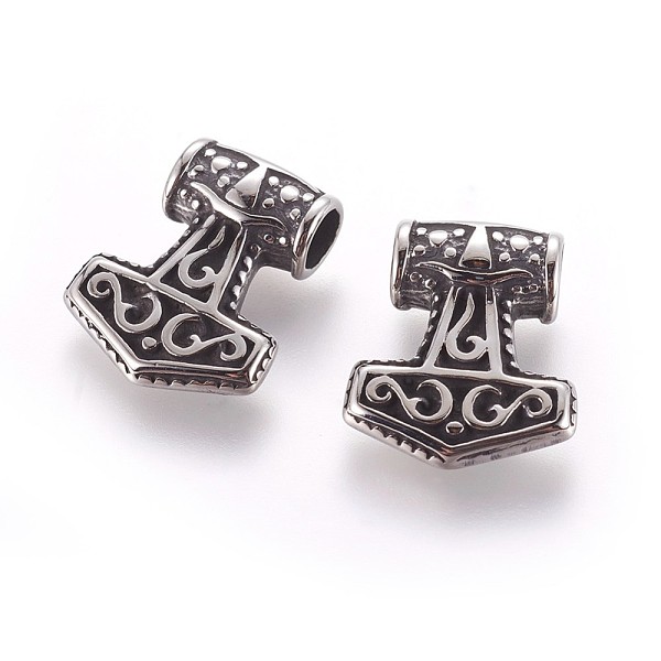

PandaHall 304 Stainless Steel Pendants, Thor's Hammer, Antique Silver, 20x17x6mm, Hole: 4mm 304 Stainless Steel Others