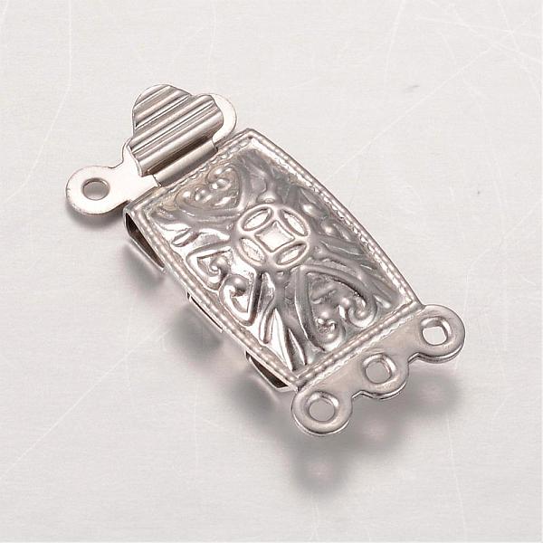 

PandaHall Rectangle 304 Stainless Steel Box Clasps, Stainless Steel Color, 20x9x4.5mm, Hole: 1mm 304 Stainless Steel Rectangle