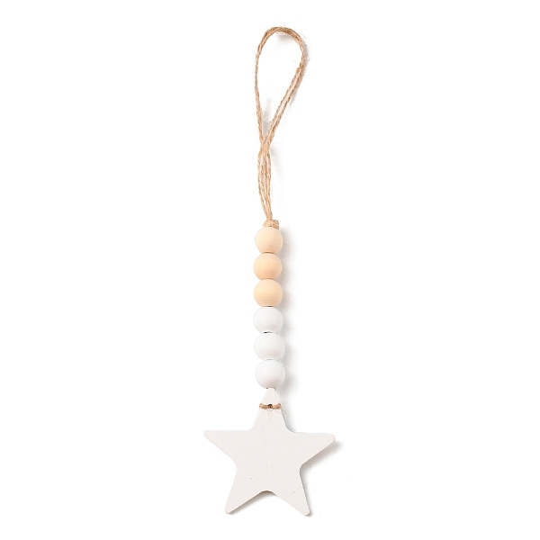 

PandaHall Christmas Wood Pendant Decorations, with Jute Cord, Star, 241mm Wood Star Orange