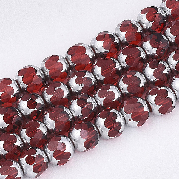 

PandaHall Electroplate Glass Beads Strands, Half Silver Plated, Faceted, Round, Red, 8~8.5x7~8mm, Hole: 1mm, about 40pcs/strand, 11.8 inch...