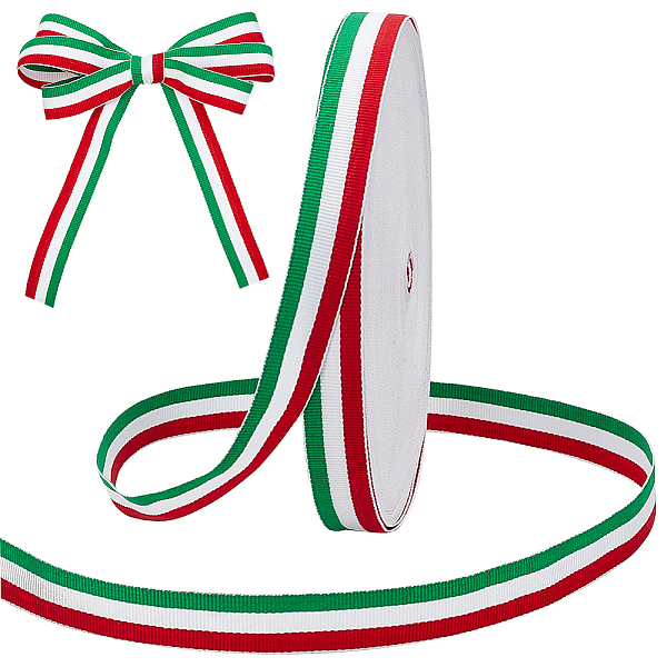 50 Yards Tricolor Polyester Striped Grosgrain Ribbon