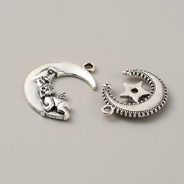 

PandaHall (Defective Closeout Sale: Yellowing) Tibetan Style Alloy Pendants Set, Moon, Antique Silver, 9.5~33.5x8~27.5x1~2.5mm, Hole...