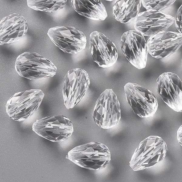 

PandaHall Transparent Acrylic Beads, Teardrop Faceted, Clear, 17x11mm, Hole: 2mm, about 450pcs/500g Acrylic Teardrop Clear