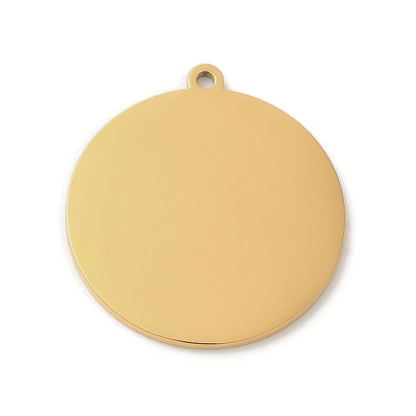 

PandaHall Ion Plating(IP) 304 Stainless Steel Pendants, Stamping Blank Tag, Flat Round Charm, Real 18K Gold Plated, 33x30x1.5mm, Hole: 2mm...