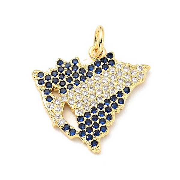 

PandaHall Brass Micro Pave Cubic Zirconia Pendants, with Jump Ring, Cadmium Free & Lead Free, Real 18K Gold Plated, Map, Medium Blue...