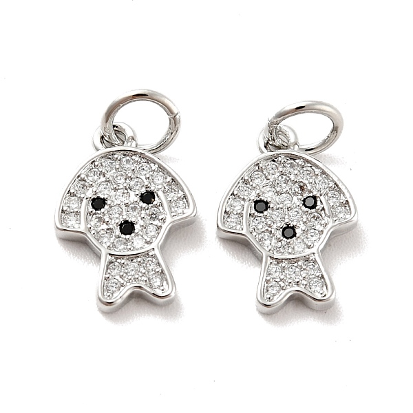 Dog Brass Micro Pave Clear Cubic Zirconia Charms