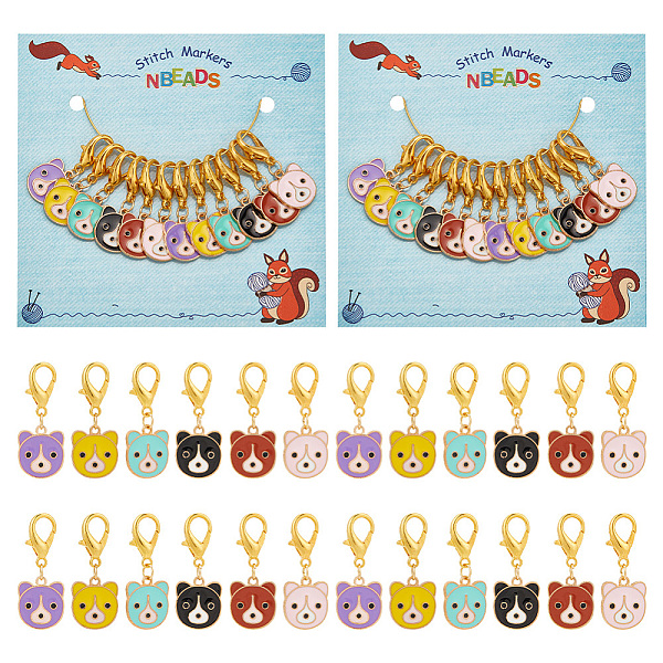 

PandaHall Alloy Ename Bear Head Pendant Locking Stitch Markers, Zinc Alloy Lobster Claw Clasp Stitch Marker, Mixed Color, 3.3cm, 6 colors..., Multicolor