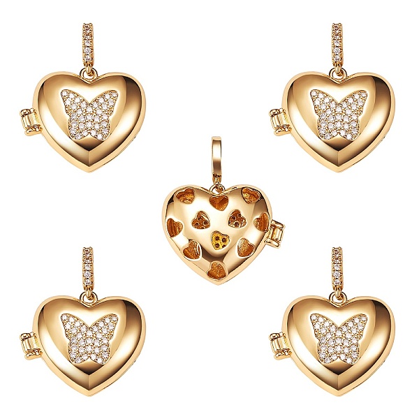 

PandaHall Brass Micro Pave Clear Cubic Zirconia Diffuser Locket Pendants, Long-Lasting Plated, Lead Free & Cadmium Free, Heart with...