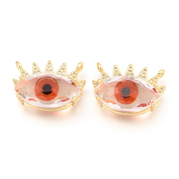 

PandaHall Transparent Faceted Glass Pendants, with Brass Micro Pave Clear Cubic Zirconia Findings, Long-Lasting Plated, Eye, Real 18K Gold..., Red