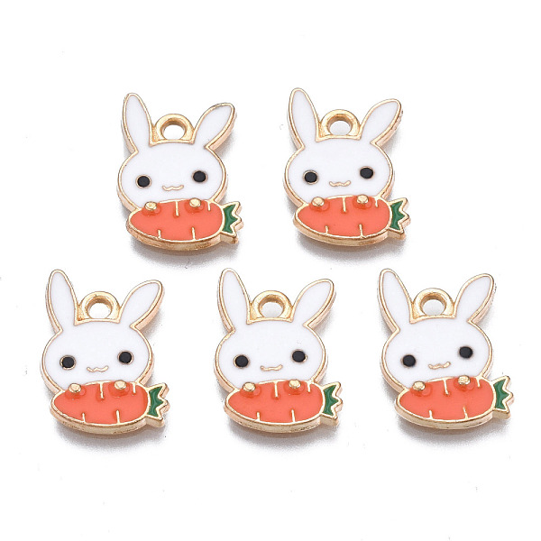 

PandaHall Alloy Enamel Pendants, Cadmium Free & Lead Free, Light Gold, Rabbit, White, 16x11.5x1.5mm, Hole: 1.6mm Alloy+Enamel Rabbit White