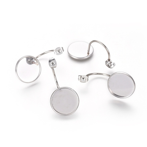 

PandaHall 304 Stainless Steel Ear Nuts, Butterfly Earring Backs for Post Earrings, Flat Round Cabochon Settings, Stainless Steel Color, Tray...