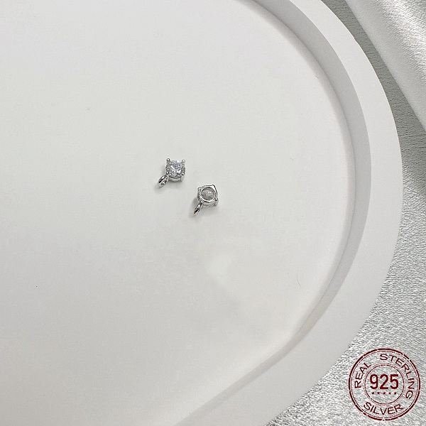 

PandaHall Rhodium Plated 925 Sterling Silver Micro Pave Clear Cubic Zirconia Charms, Diamond, Real Platinum Plated, 6x3.5x3mm, Hole: 1.5mm...