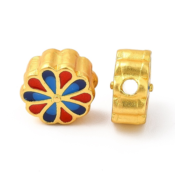 

PandaHall Alloy Enamel Beads, Rack Plating, Flower, Matte Gold Color, Red, 9.5x5.5mm, Hole: 1.8mm Alloy+Enamel Flower Red