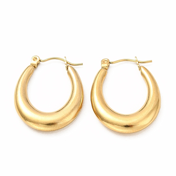 

PandaHall Ion Plating(IP) 304 Stainless Steel Chunky Oval Hoop Earrings for Women, Golden, 26x20x4mm, Pin: 0.7mm 304 Stainless Steel Oval