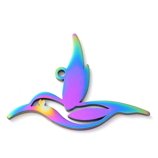 

PandaHall 304 Stainless Steel Pendants, Bird Charms, Rainbow Color, 25x34x1.5mm, Hole: 1.6mm 304 Stainless Steel Bird