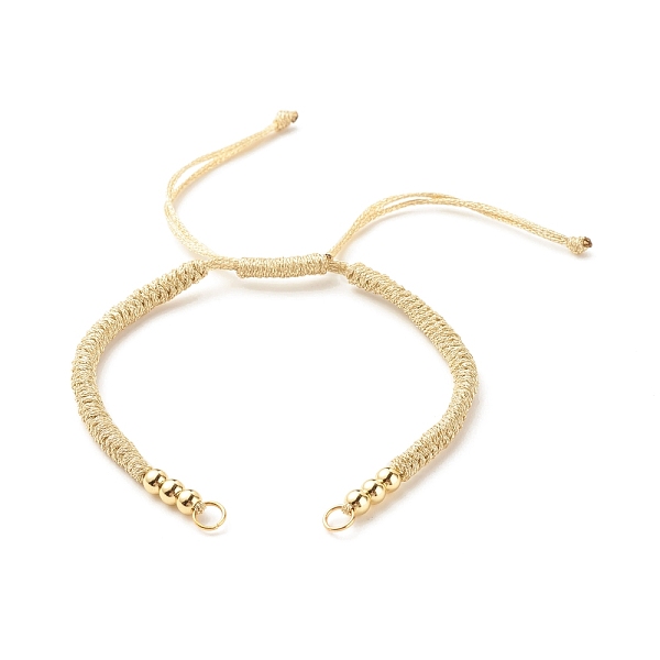 

PandaHall Adjustable Braided Polyester Cord Bracelet Making, with 304 Stainless Steel Jump Rings, Round Brass Beads, Wheat, 7-1/8 inch(18cm)..., Orange