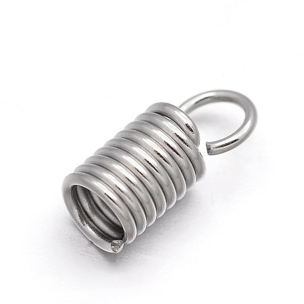 

PandaHall 304 Stainless Steel Coil Cord Ends, Stainless Steel Color, 11x4.5mm, Hole: 3mm 304 Stainless Steel