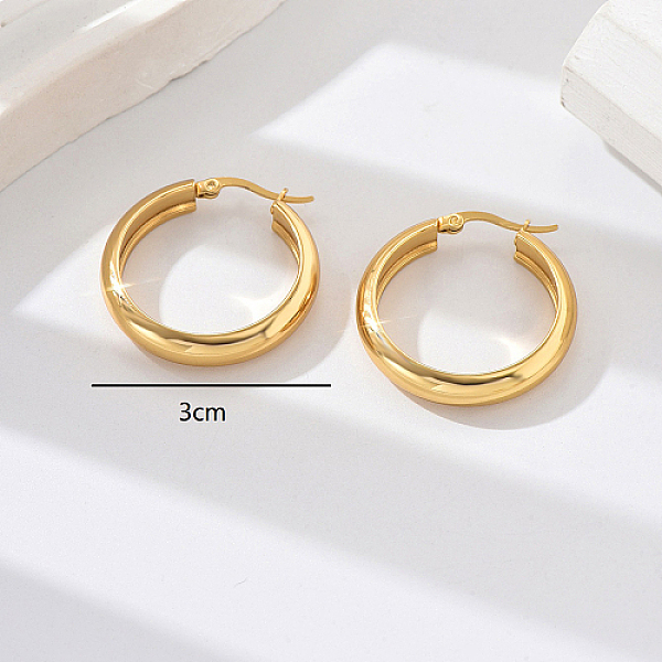 

PandaHall 304 Stainless Steel Hoop Earrings, Real 18K Gold Plated, 30mm 304 Stainless Steel