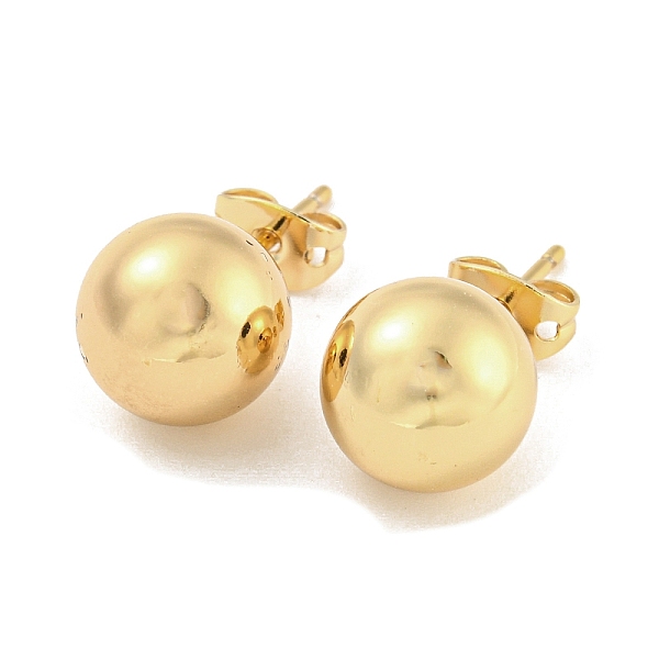 

PandaHall Brass Ear Studs, Round Ball, Real 18K Gold Plated, 21x10mm Brass Round