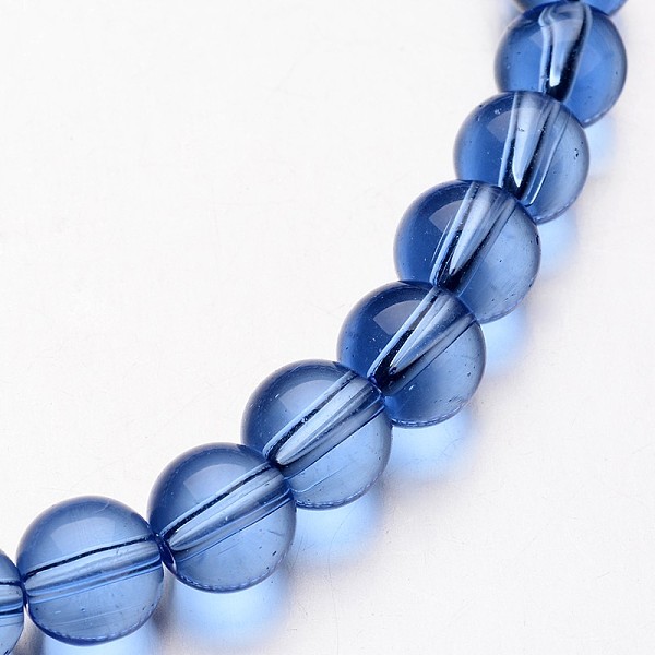 

PandaHall Glass Round Bead Strands, Cornflower Blue, 8mm, Hole: 1mm, about 40pcs/strand, 11 inch Glass Round Blue