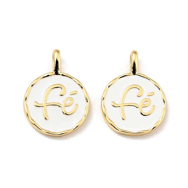 

PandaHall Brass Enamel Charms, Cadmium Free & Lead Free, Flat Round with Words Fe, Long-Lasting Plated, Real 18K Gold Plated, 13.5x9x1.4mm..., White