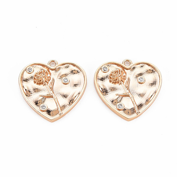 

PandaHall Brass Micro Pave Clear Cubic Zirconia Pendants, Birth Flower Charms, Nickel Free, Heart, Real 18K Gold Plated, January Carnation...