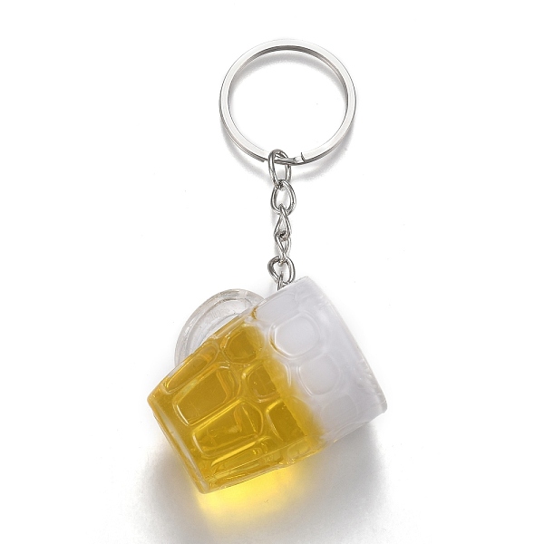 

PandaHall Acrylic Draft Beer Keychain, with Platinum Plated Alloy Split Key Rings, Yellow, 88mm Acrylic Bottle Yellow