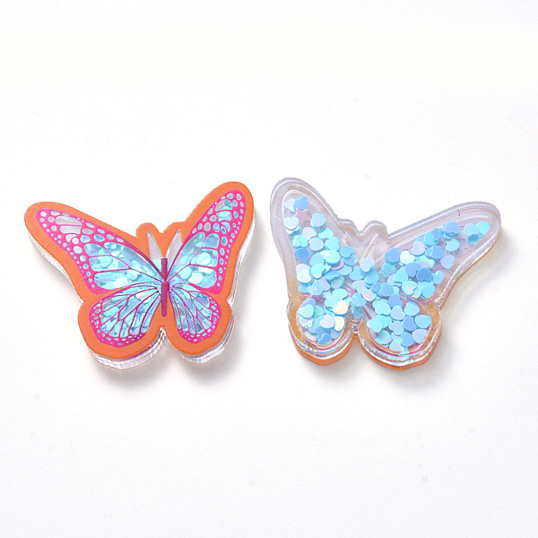 

PandaHall Acrylic Cabochons, with Heart Pailette/Sequins Inside, Butterfly, Light Sky Blue, 34.5x44x5.5mm Acrylic Butterfly Blue