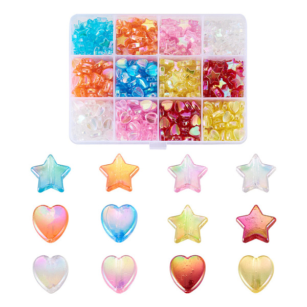 

PandaHall Beadthoven 480Pcs 12 Style Eco-Friendly Transparent Acrylic Beads, Heart & Star, Mixed Color, 8x8x3mm, Hole: 1.5mm Acrylic Heart..., Multicolor