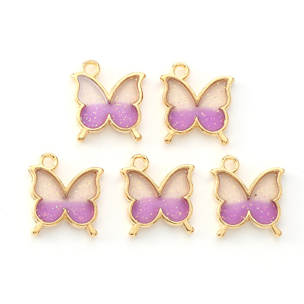 

PandaHall Light Gold Plated Alloy Enamel Pendants, with Glitter Sequin, Butterfly, Orchid, 15.5x14x1.5mm, Hole: 1.6mm Alloy+Enamel Butterfly..., Purple