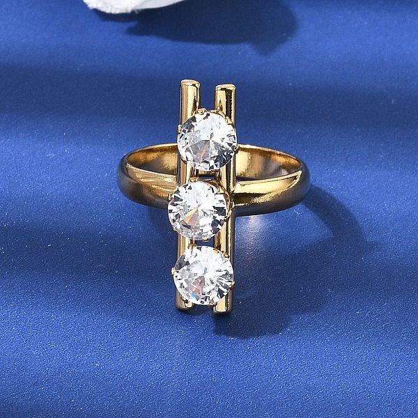 Bagues ouvertes en acier inoxydable 304 avec micro pavé de zircones cubiques pour femmes