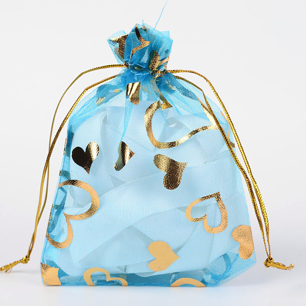 Heart Printed Organza Bags