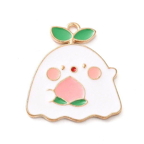 

PandaHall Halloween Theme Alloy Enamel Pendants, Ghost with Peach Charm, Light Gold, Green, 25x22x1.5mm, Hole: 1.8mm Alloy+Enamel Ghost...