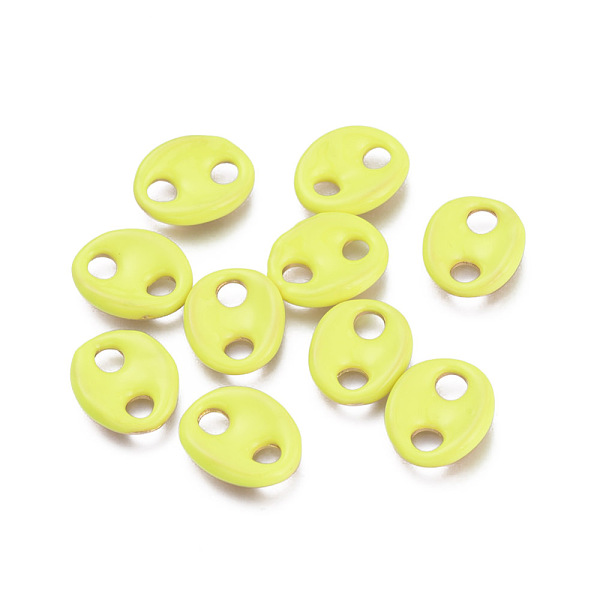 

PandaHall Brass Links Connectors, with Enamel, Long-Lasting Plated, Cadmium Free & Lead Free & Nickel Free, Coffee Bean/Oval, Golden, Yellow...