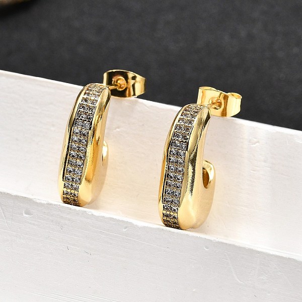 Boucles d'oreilles en laiton avec micro pavé de zircone cubique transparente pour femmes